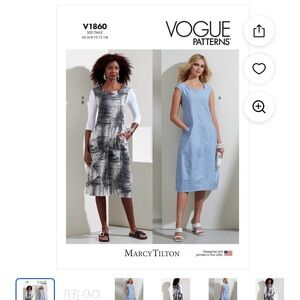 Vogue V1860 Size F5 Misses Pullover Dress & Knit Top Sewing Pattern